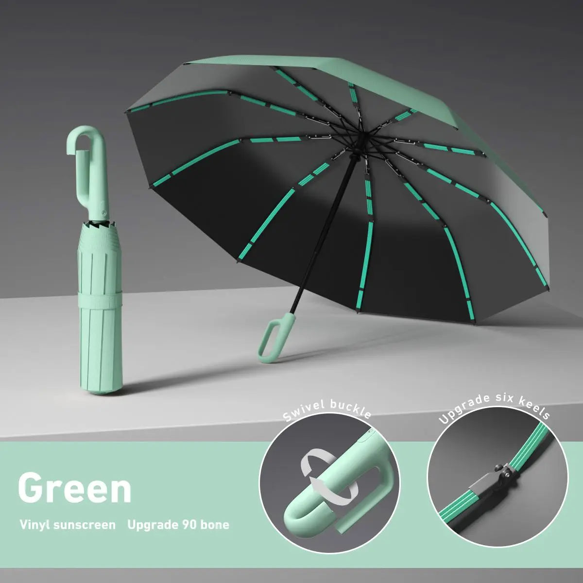 Automatic Folding Umbrella with Loop Buckle