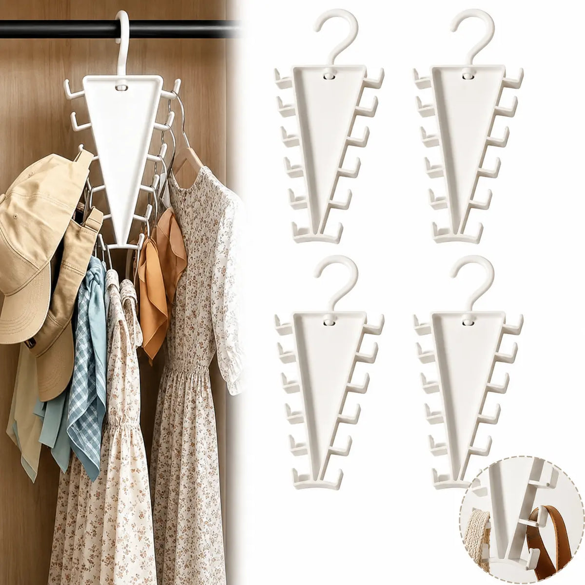 360° Rotatable V-Shaped Closet Organizer Hanger, Double-Sided Space-Saving Rack with 12 Hooks