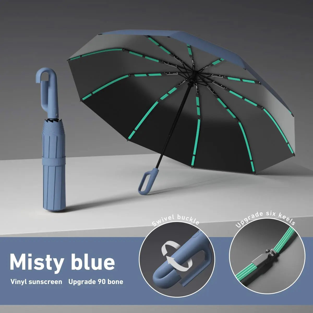 Automatic Folding Umbrella with Loop Buckle