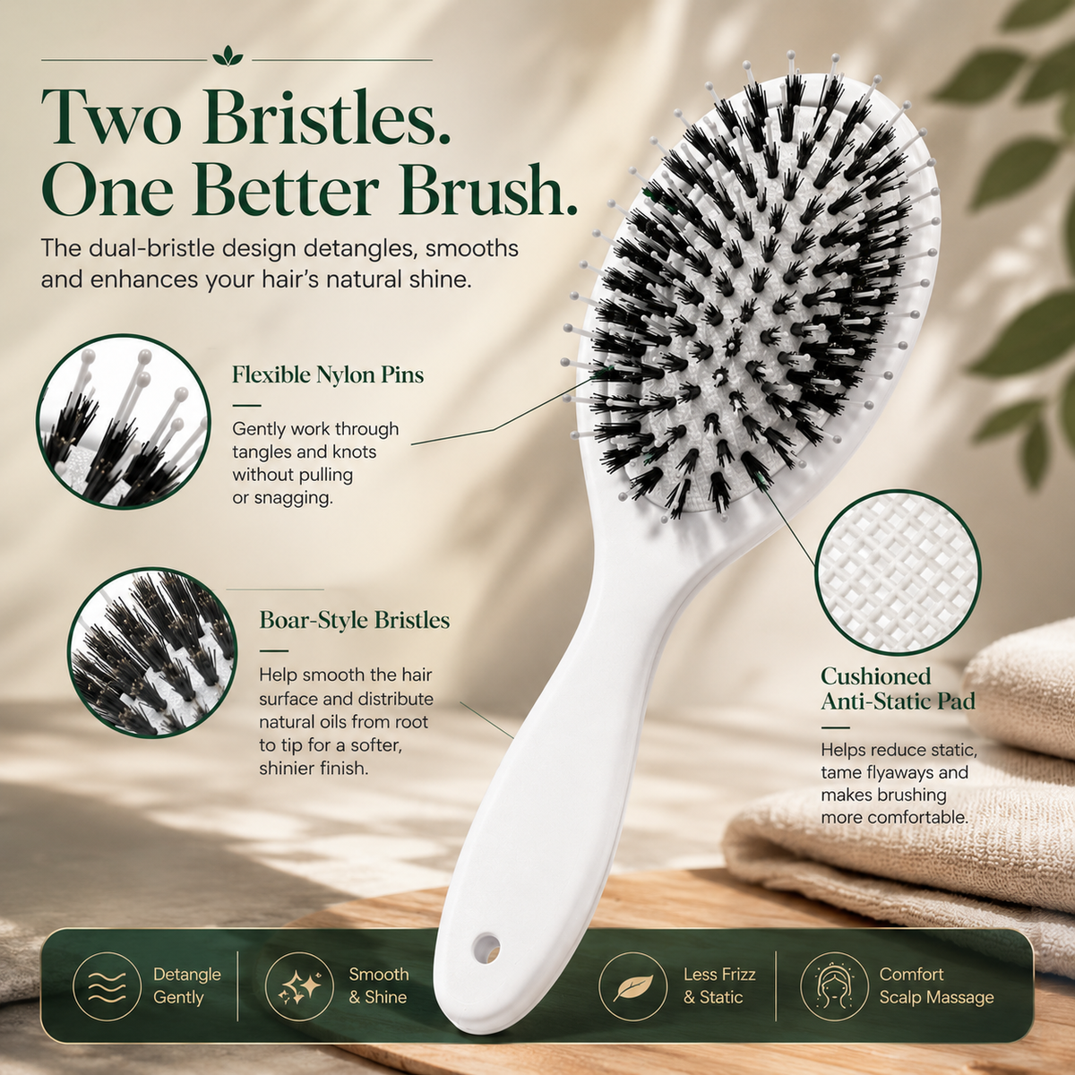 💚 Viral Detangling Hair Brush – Gentle, Smooth & Frizz-Free Hair