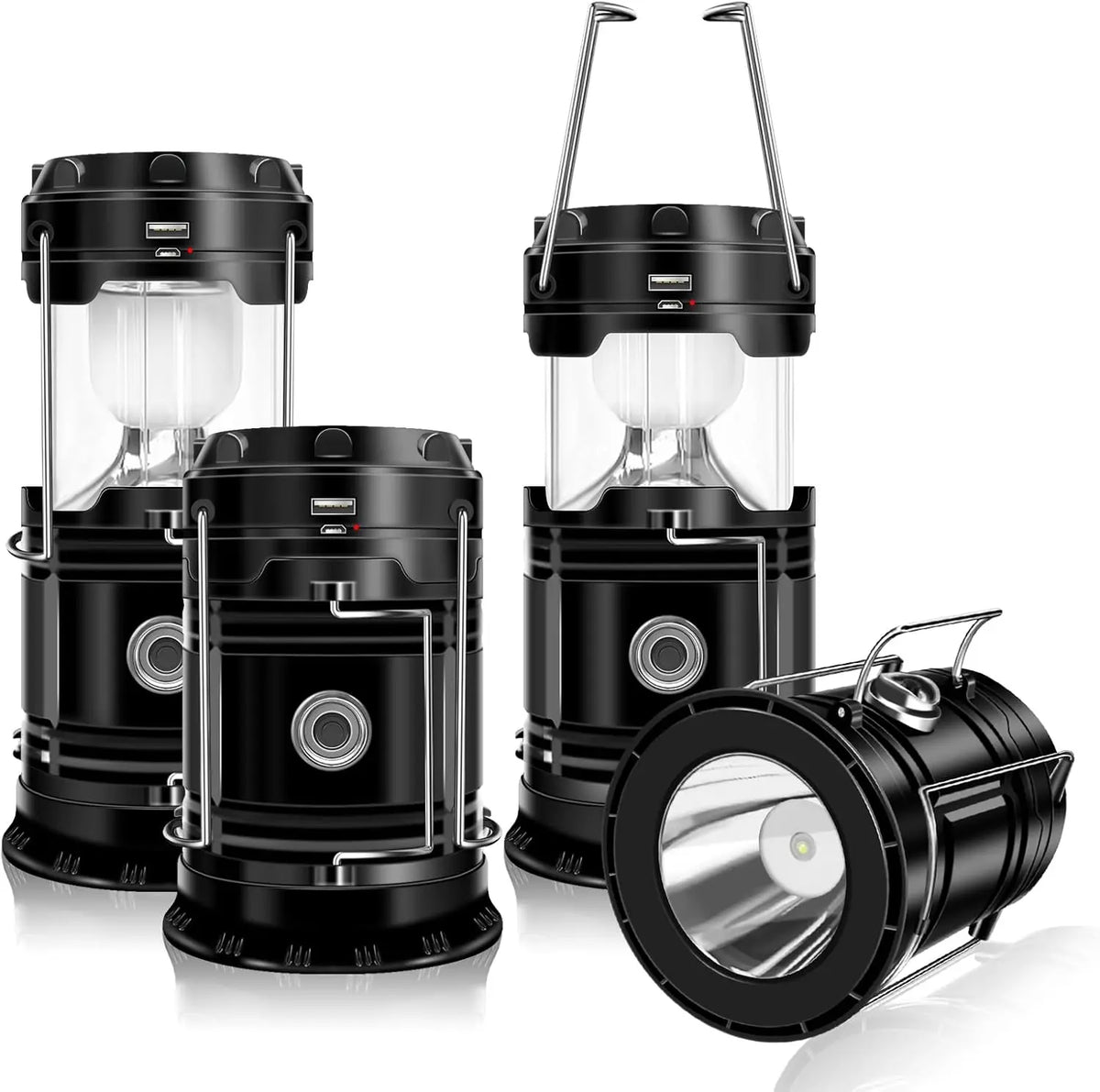 Solar Camping Lantern 4-Pack Rechargeable LED