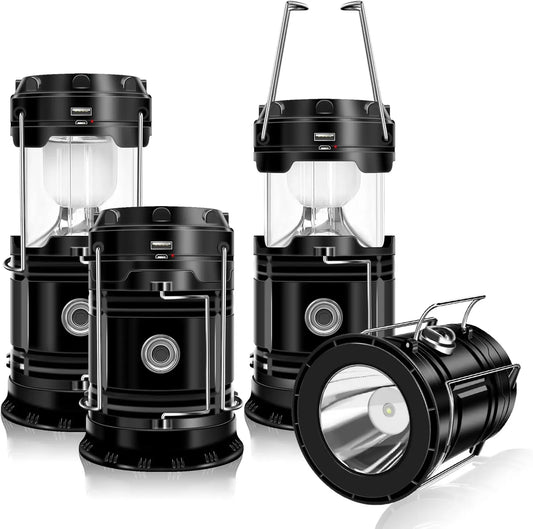Solar Camping Lantern 4-Pack Rechargeable LED