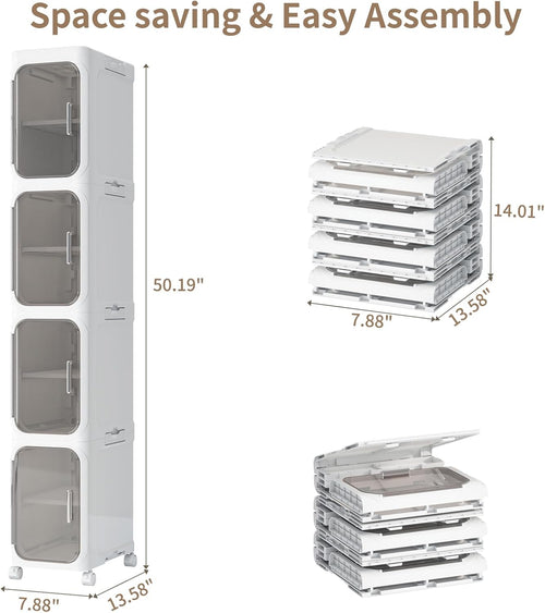 Maximize Your Small Spaces With This Foldable Four Tier Narrow Cabinet