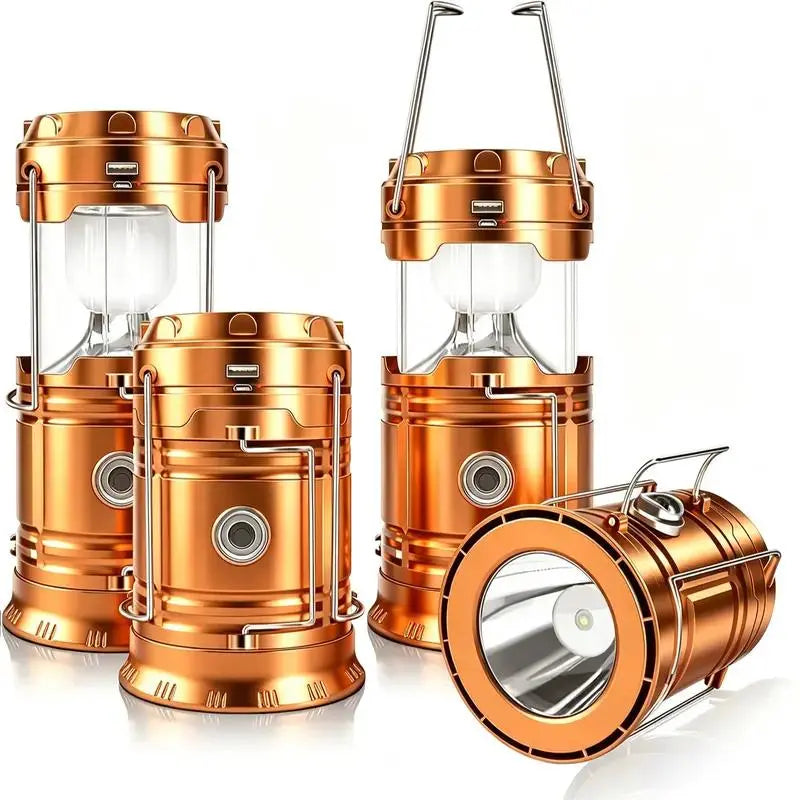 Solar Camping Lantern 4-Pack Rechargeable LED