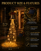 🔥Hot Sale 40% OFF🎄 Christmas Bell Cascade Solar Yard Light✨