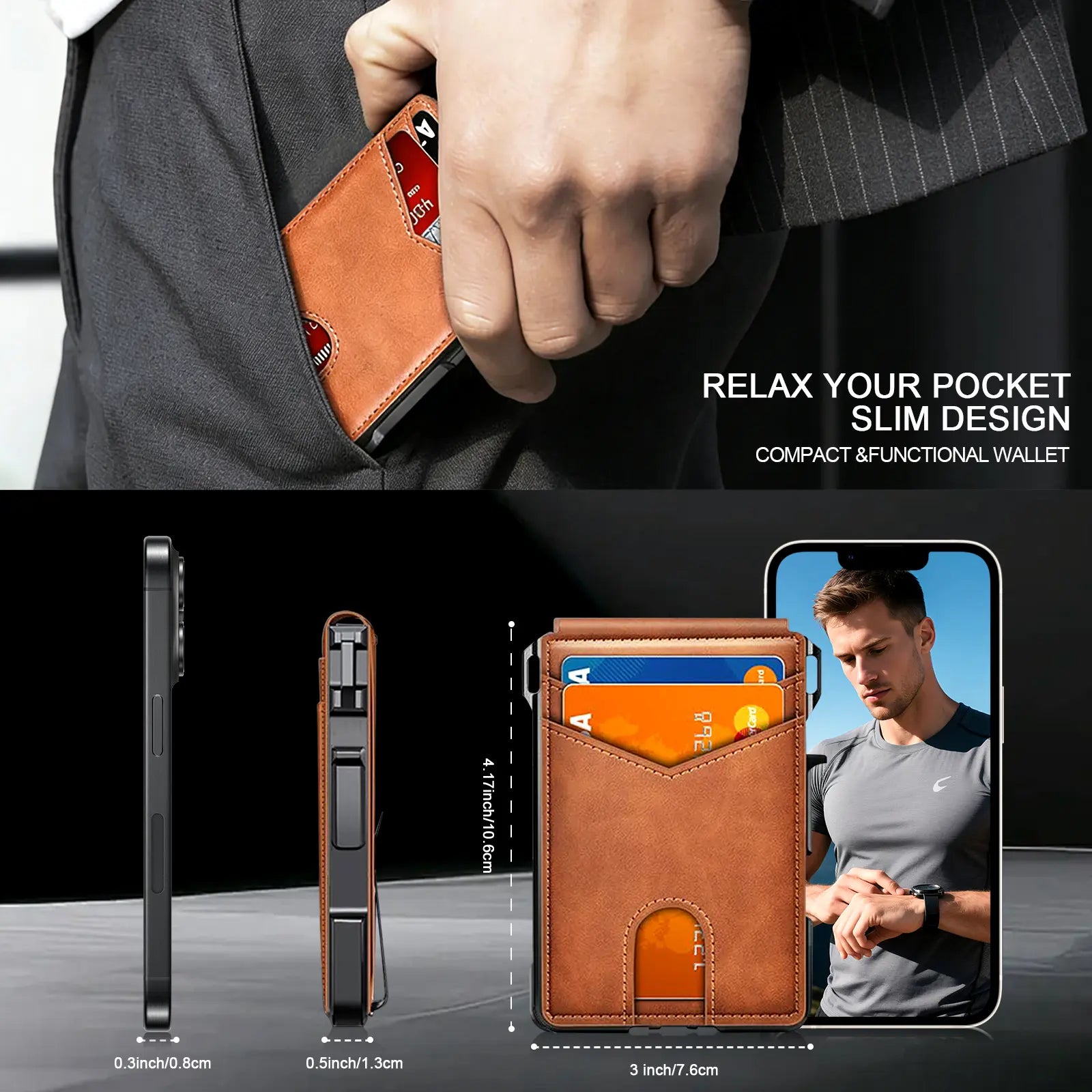 Internal money clip for folded cash