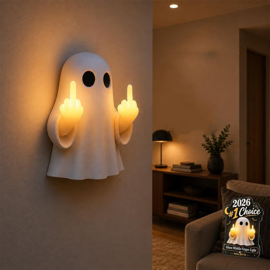 Ghost Middle Finger Light Funny Halloween Ghost Figurine LED Glow Light Up