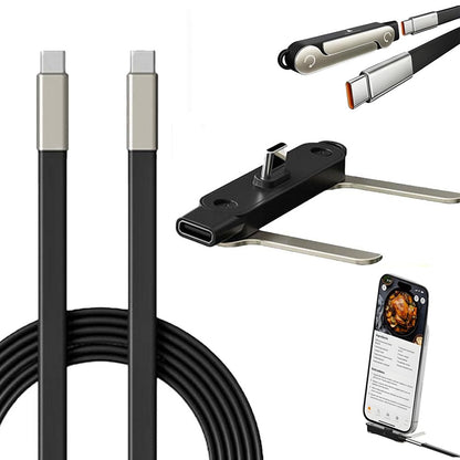 Black USB-C cable with foldable phone stand