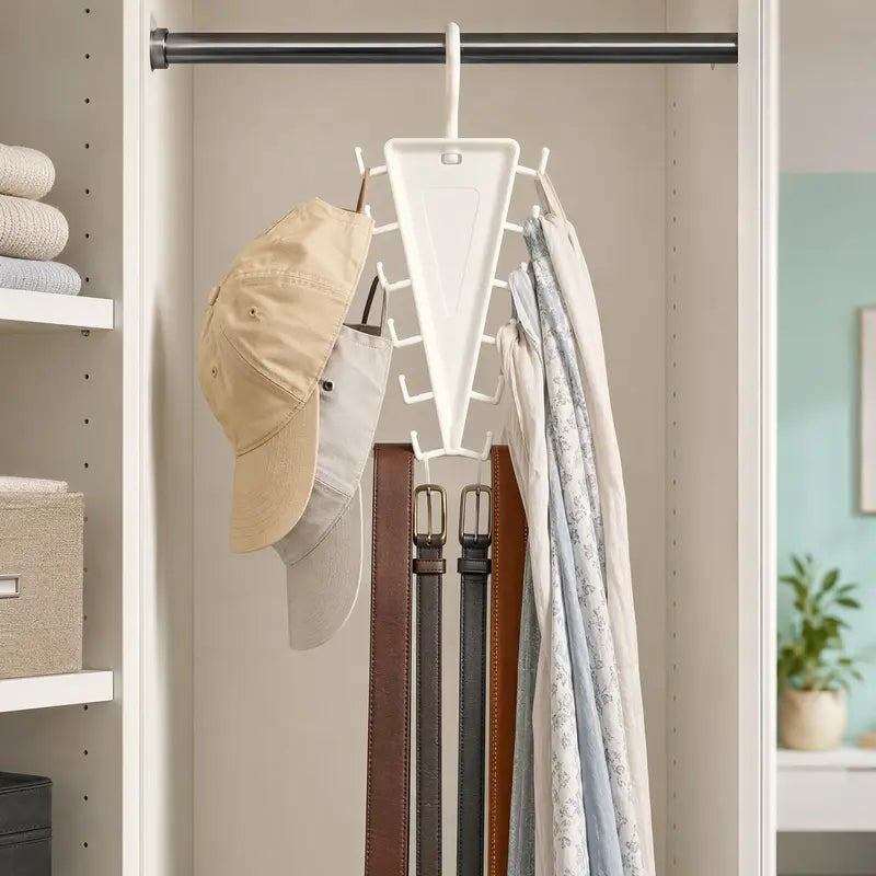 360° Rotatable V-Shaped Closet Organizer Hanger, Double-Sided Space-Saving Rack with 12 Hooks