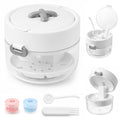 3-in-one dentures, retainer cleaning box,Retainer Case for Women Teen Girls,Large Capacity Denture Bath Case with Mirror Cleaning Brush and Removal Tool for Orthodontic and Denture Users(white)