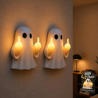 Ghost Middle Finger Light Funny Halloween Ghost Figurine LED Glow Light Up