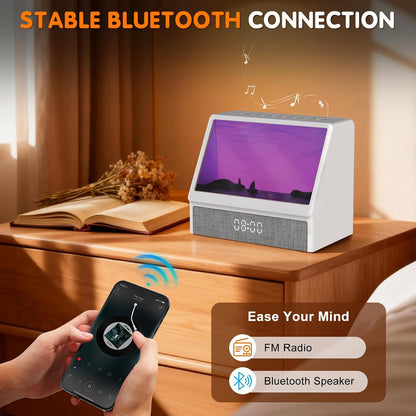 ENONCI Sunrise Alarm Clock Wake-up Light White Noise Bluetooth Connectivity Remote Button Control Natural Sound Sunrise Sunset Simulation Adjustable Brightness Christmas Birthday Gift for Friend