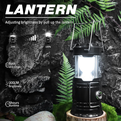 Solar Camping Lantern 4-Pack Rechargeable LED
