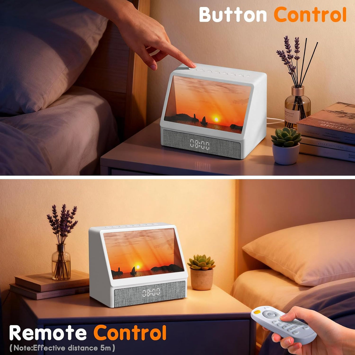 ENONCI Sunrise Alarm Clock Wake-up Light White Noise Bluetooth Connectivity Remote Button Control Natural Sound Sunrise Sunset Simulation Adjustable Brightness Christmas Birthday Gift for Friend