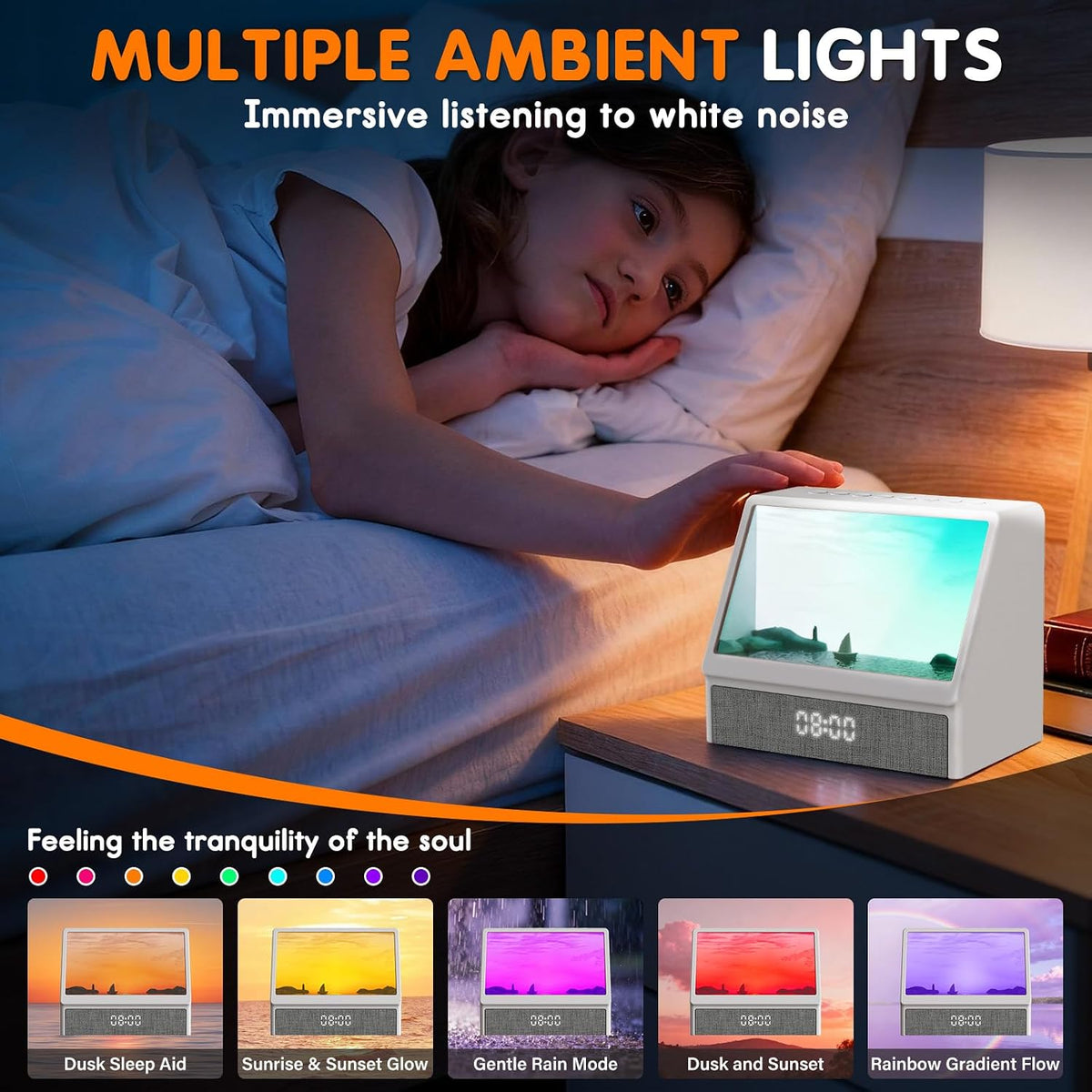 ENONCI Sunrise Alarm Clock Wake-up Light White Noise Bluetooth Connectivity Remote Button Control Natural Sound Sunrise Sunset Simulation Adjustable Brightness Christmas Birthday Gift for Friend