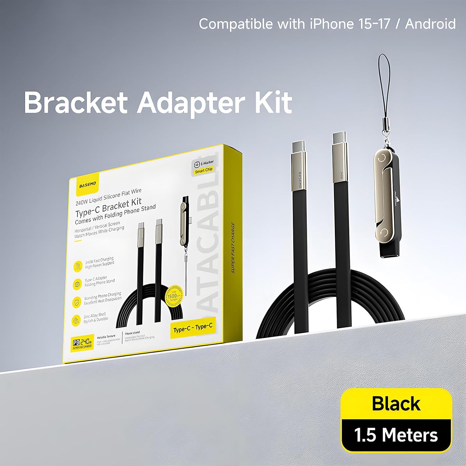 2-in-1 240W Invisible Holder Charger Cable with Stand for Desk