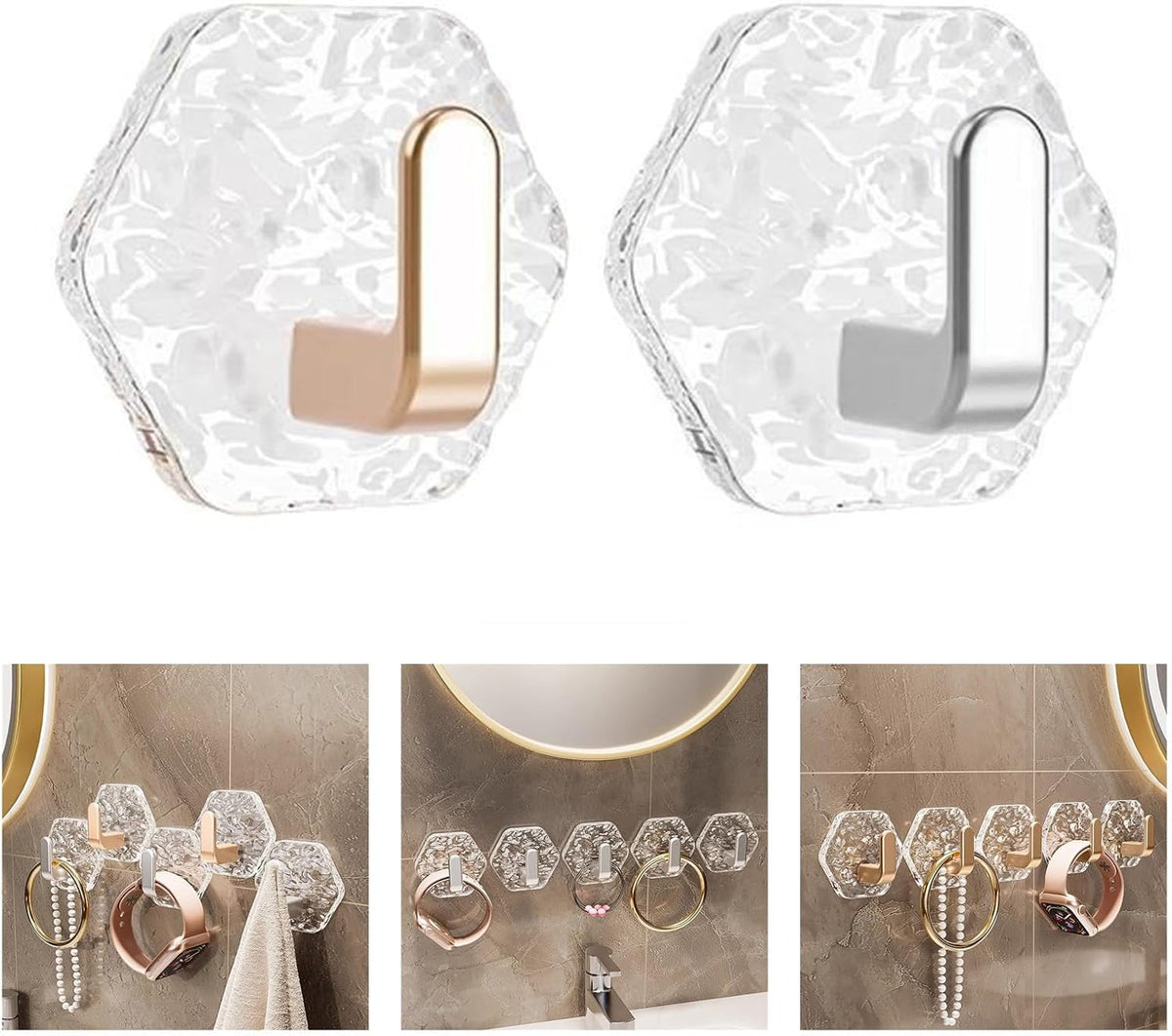 10 Pieces Adhesive Wall Hook Crystals Clear Without Nails Required Accessory for Towels Robes Kitchenwares Daily Use Acrylic Adhesive Wardrobes Hook