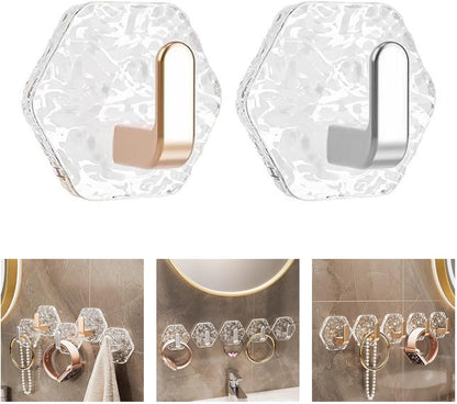 10 Pieces Adhesive Wall Hook Crystals Clear Without Nails Required Accessory for Towels Robes Kitchenwares Daily Use Acrylic Adhesive Wardrobes Hook