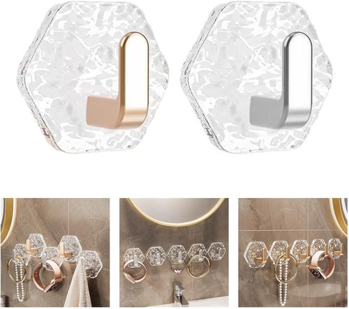 10 Pieces Adhesive Wall Hook Crystals Clear Without Nails Required Accessory for Towels Robes Kitchenwares Daily Use Acrylic Adhesive Wardrobes Hook