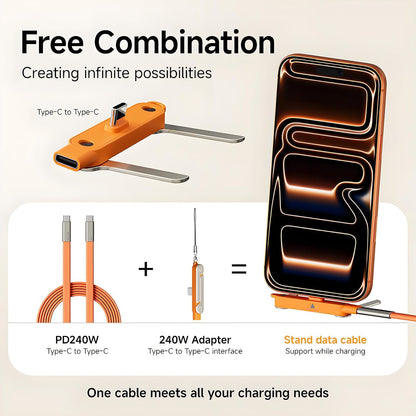 2-in-1 240W Invisible Holder Charger Cable with Stand for Desk
