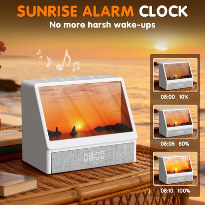 ENONCI Sunrise Alarm Clock Wake-up Light White Noise Bluetooth Connectivity Remote Button Control Natural Sound Sunrise Sunset Simulation Adjustable Brightness Christmas Birthday Gift for Friend