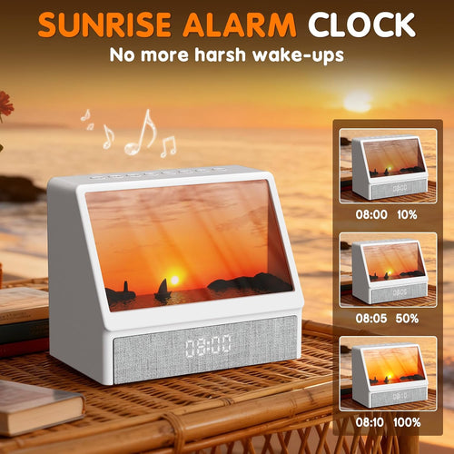 ENONCI Sunrise Alarm Clock Wake-up Light White Noise Bluetooth Connectivity Remote Button Control Natural Sound Sunrise Sunset Simulation Adjustable Brightness Christmas Birthday Gift for Friend