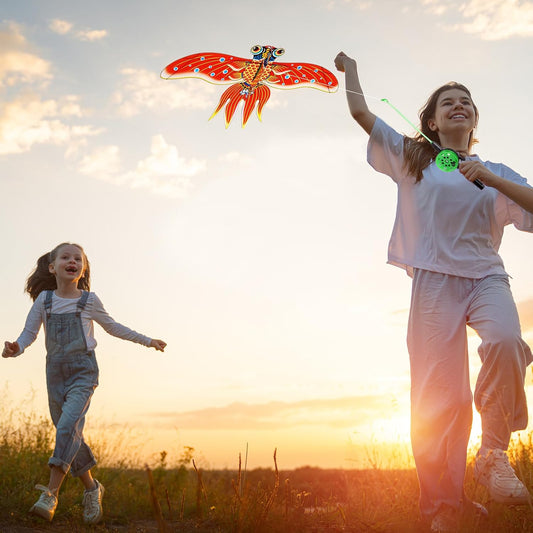 Simgoing 6 Pcs Mini Fishing Rod Kite for Kids Ages 4-12 - 12 Inch Portable Handle Kites with 30m String, Easy to Fly for Spring Outdoor Beach, Family Reunion, Team Building Activities, Picnic, Camping