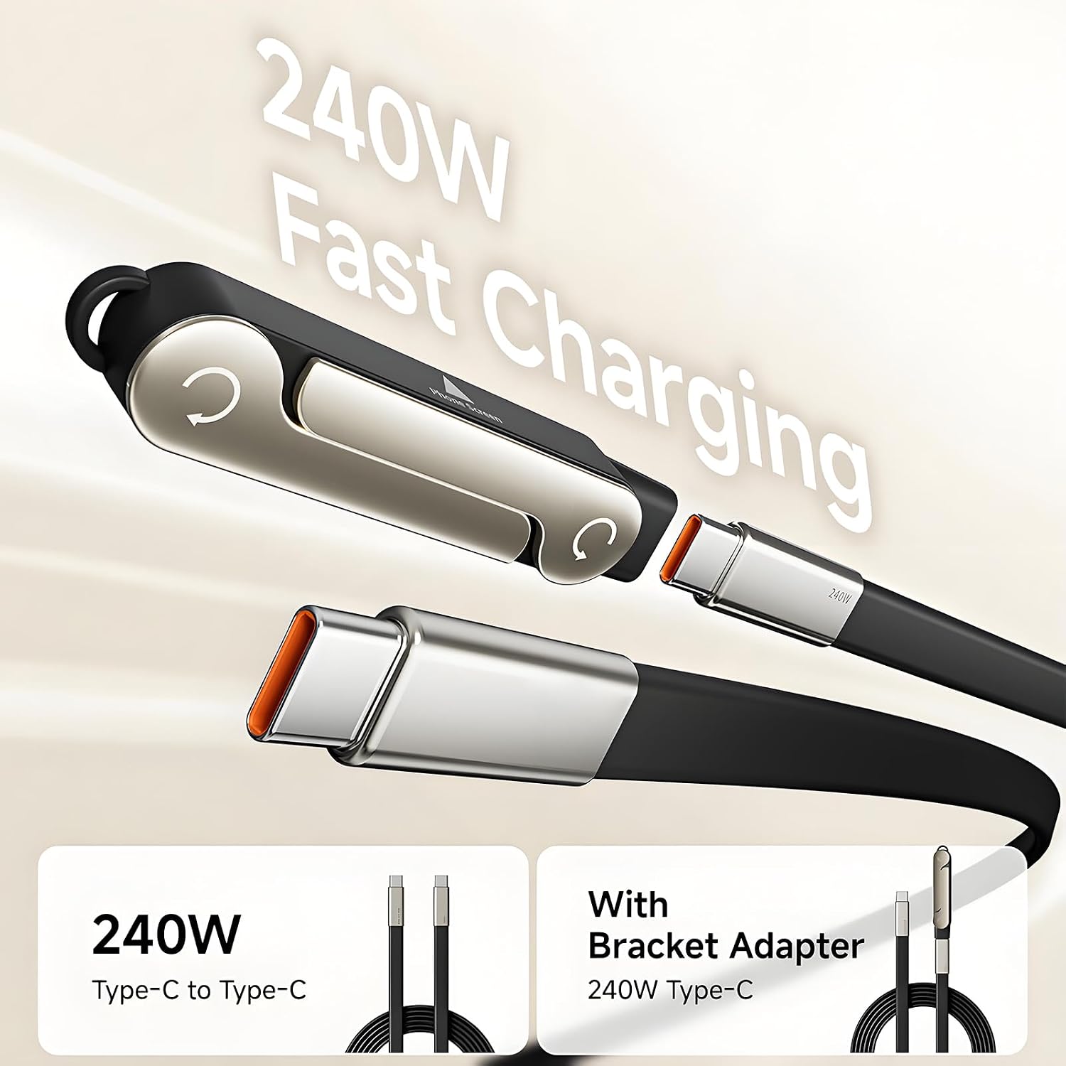 2-in-1 240W Invisible Holder Charger Cable with Stand for Desk