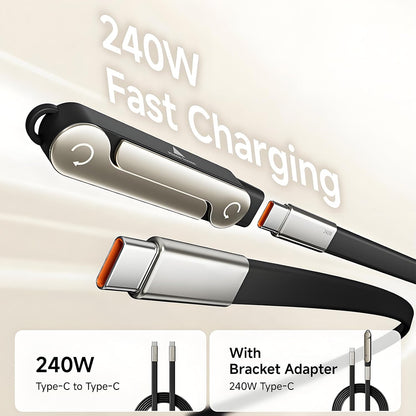 2-in-1 240W Invisible Holder Charger Cable with Stand for Desk