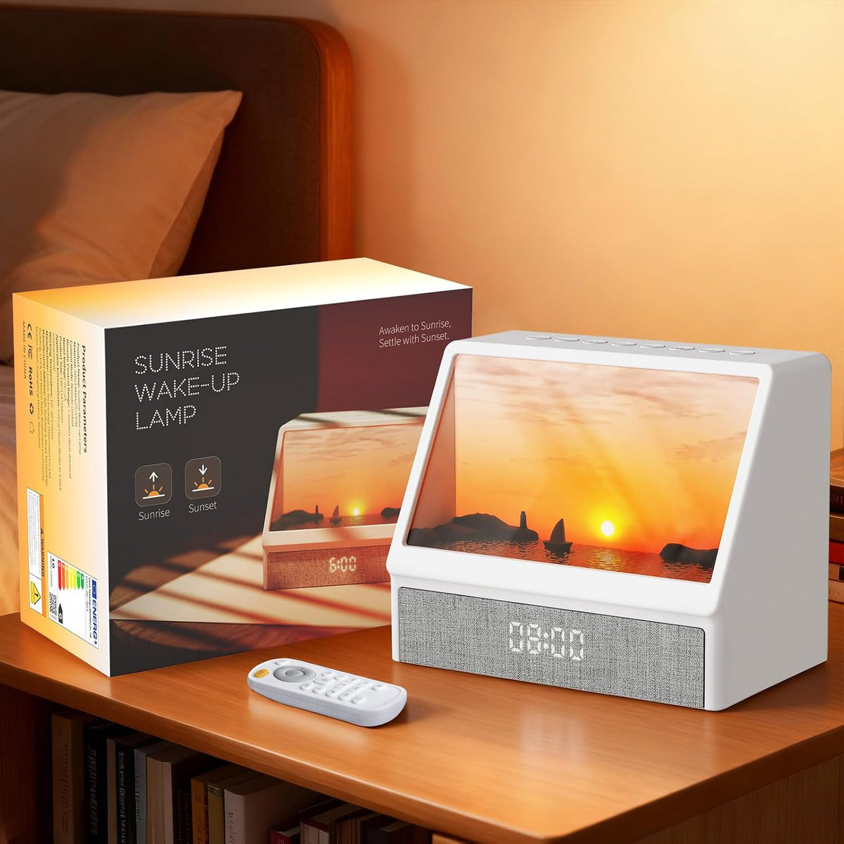 ENONCI Sunrise Alarm Clock Wake-up Light White Noise Bluetooth Connectivity Remote Button Control Natural Sound Sunrise Sunset Simulation Adjustable Brightness Christmas Birthday Gift for Friend