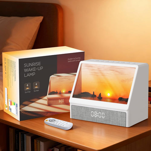 ENONCI Sunrise Alarm Clock Wake-up Light White Noise Bluetooth Connectivity Remote Button Control Natural Sound Sunrise Sunset Simulation Adjustable Brightness Christmas Birthday Gift for Friend
