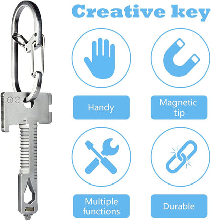 17 in 1 Multifunction Tool Keychain Mini Kit Zinc Alloy Tool Compact Tool for Keys Outdoor Camping Travel Car Emergency Home Daily Repair