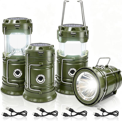 Solar Camping Lantern 4-Pack Rechargeable LED