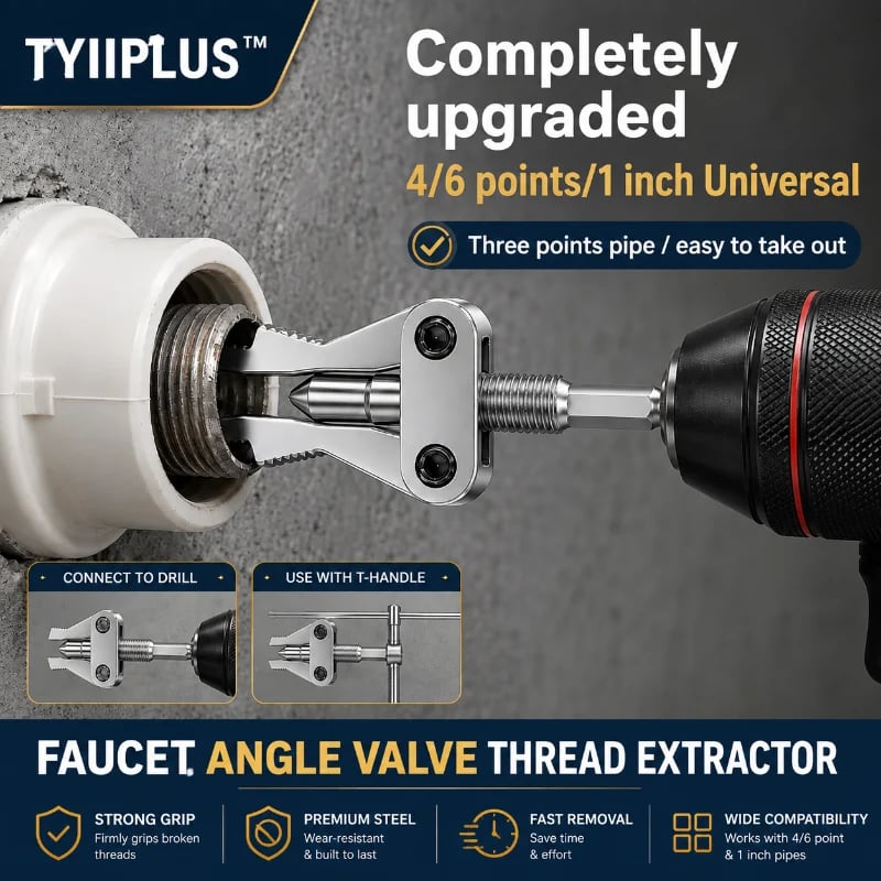 🔧Drill-Powered Broken Pipe Thread Extractor – Universal 1/2", 3/4" & 1" Broken Pipe Nipple Remover Tool