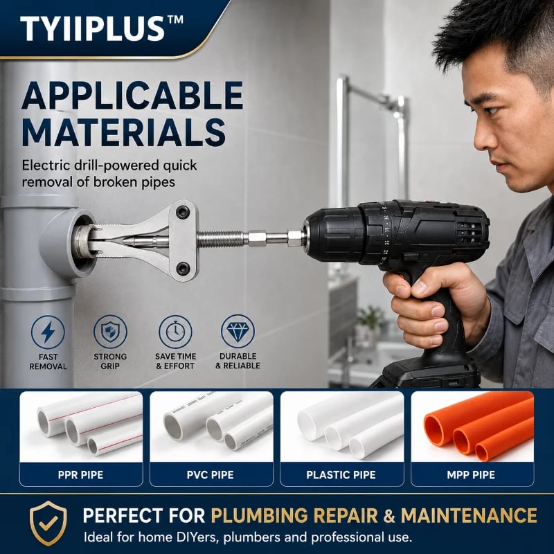 🔧Drill-Powered Broken Pipe Thread Extractor – Universal 1/2", 3/4" & 1" Broken Pipe Nipple Remover Tool