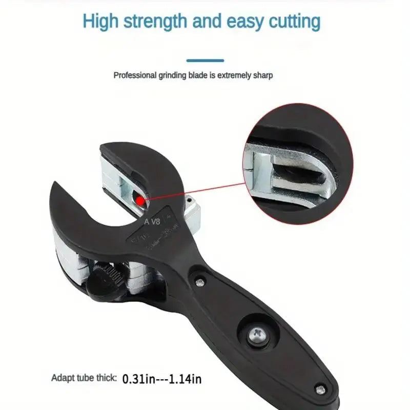 Ratchet Pipe Cutter, 1-Handed Grip Pipe Cutter for 5/16"-1-1/8" Steel/Copper/Alum Pipes, Metal Cutting Tool