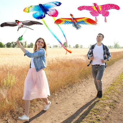 Simgoing 6 Pcs Mini Fishing Rod Kite for Kids Ages 4-12 - 12 Inch Portable Handle Kites with 30m String, Easy to Fly for Spring Outdoor Beach, Family Reunion, Team Building Activities, Picnic, Camping