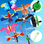 Simgoing 6 Pcs Mini Fishing Rod Kite for Kids Ages 4-12 - 12 Inch Portable Handle Kites with 30m String, Easy to Fly for Spring Outdoor Beach, Family Reunion, Team Building Activities, Picnic, Camping