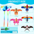 Simgoing 6 Pcs Mini Fishing Rod Kite for Kids Ages 4-12 - 12 Inch Portable Handle Kites with 30m String, Easy to Fly for Spring Outdoor Beach, Family Reunion, Team Building Activities, Picnic, Camping