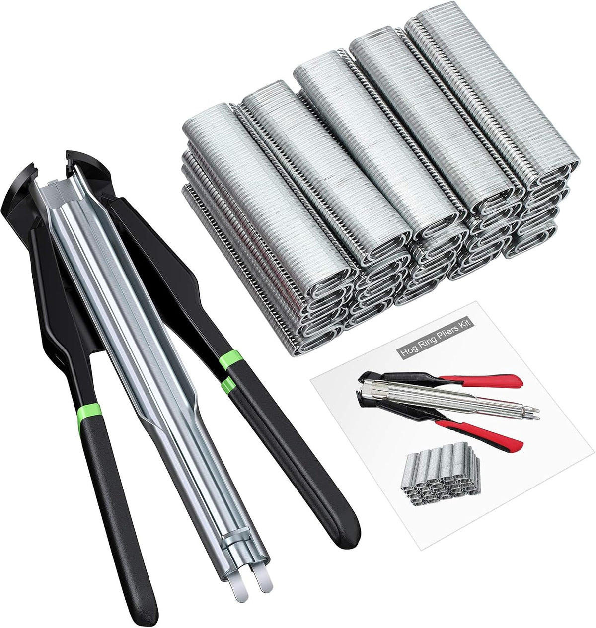 Proster Hog Ring Pliers Kit with 2500pcs Rings Auto-Feed 50pcs Magazine