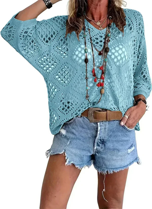 Women's Bohemian V-Neck Crochet Top - product image 10