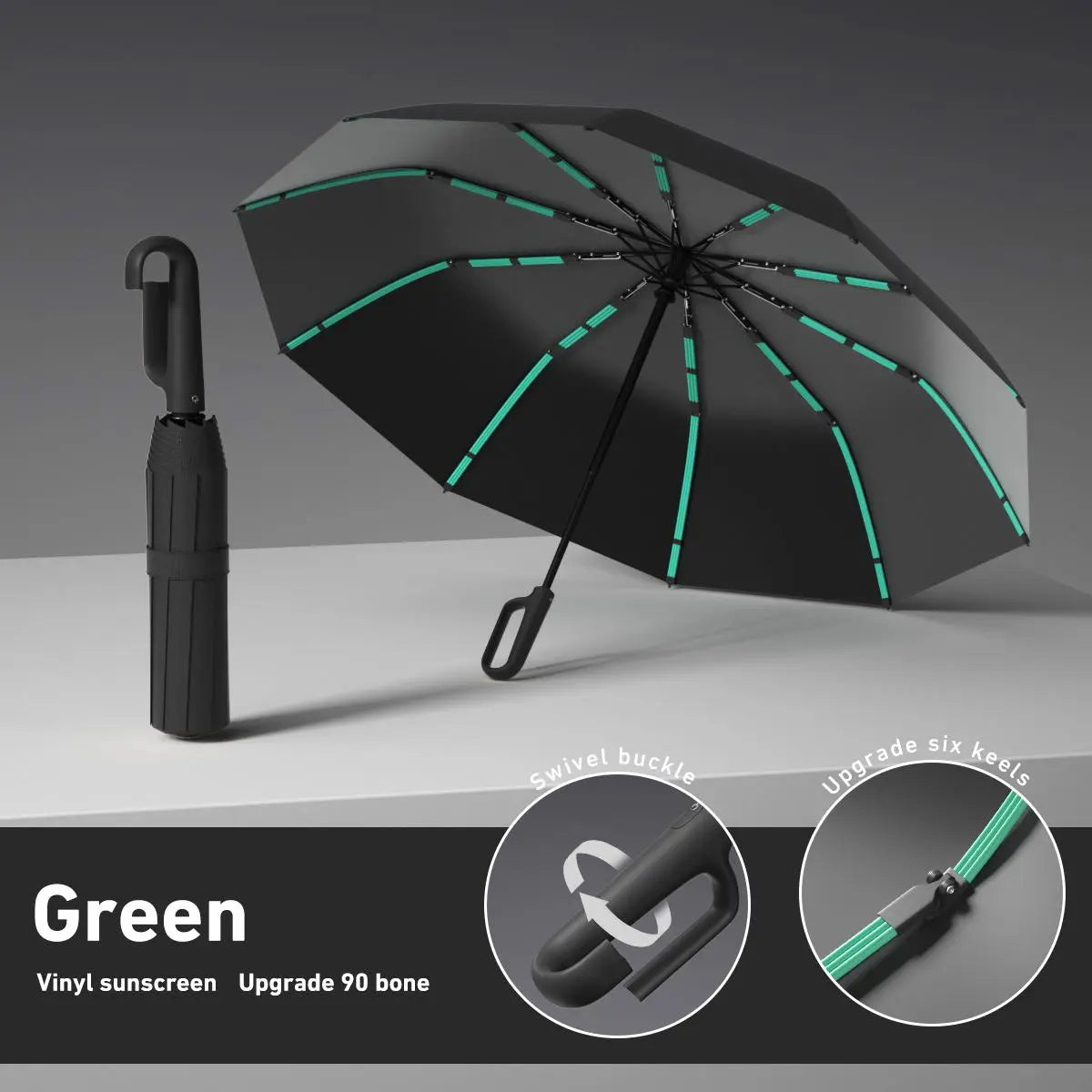 Automatic Folding Umbrella with Loop Buckle