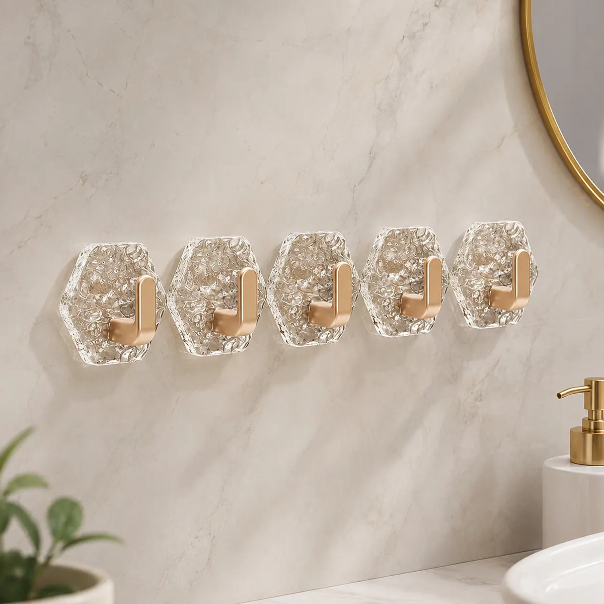 10 Pieces Adhesive Wall Hook Crystals Clear Without Nails Required Accessory for Towels Robes Kitchenwares Daily Use Acrylic Adhesive Wardrobes Hook