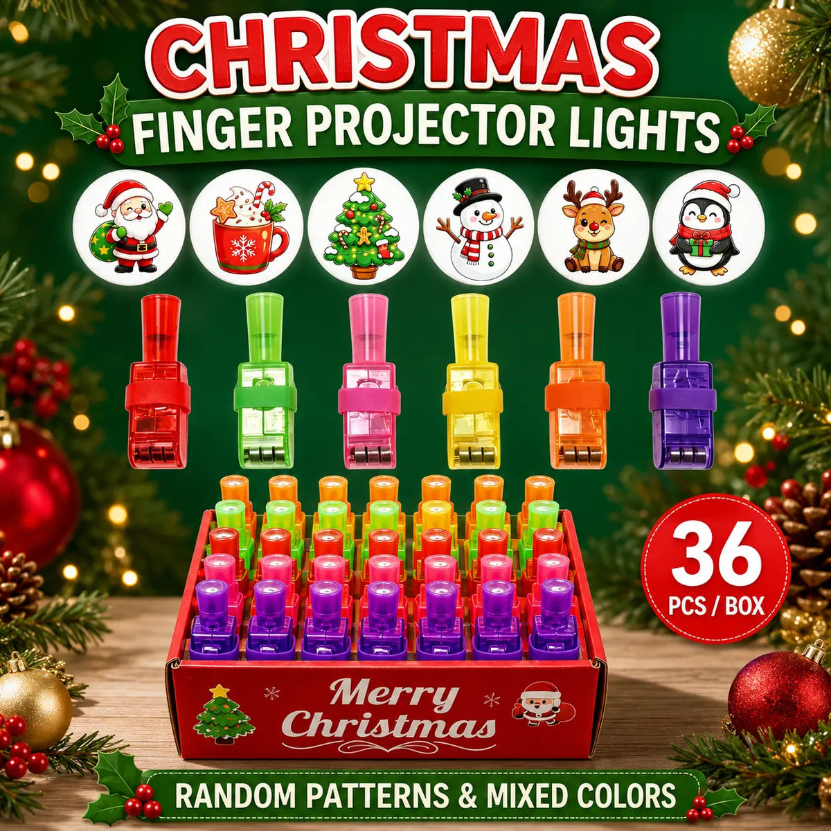 🎃 TODAY ONLY 50% OFF — 36PCS Halloween Finger Projector Rings ✨ 6 Spooky Light-Up Designs