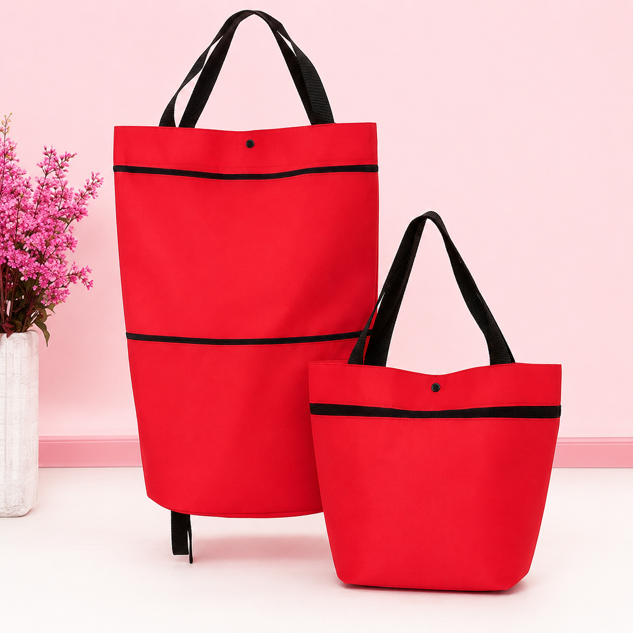 🛒 50% RABATT NU! 🧳 2‑i‑1 Hopfällbar Shoppingvagn – Stor Kapacitet & Slitstarkt Oxford-tyg – Perfekt för Matbutik, Marknad, Camping & Resor 🌿