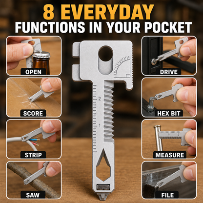 17 in 1 Multifunction Tool Keychain Mini Kit Zinc Alloy Tool Compact Tool for Keys Outdoor Camping Travel Car Emergency Home Daily Repair