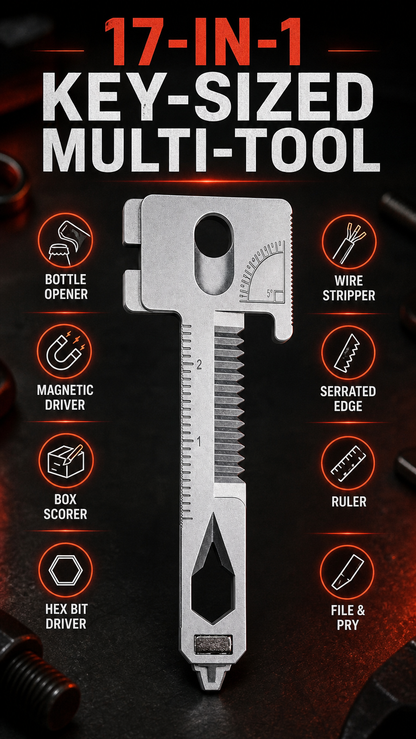 17 in 1 Multifunction Tool Keychain Mini Kit Zinc Alloy Tool Compact Tool for Keys Outdoor Camping Travel Car Emergency Home Daily Repair