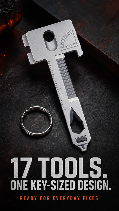 17 in 1 Multifunction Tool Keychain Mini Kit Zinc Alloy Tool Compact Tool for Keys Outdoor Camping Travel Car Emergency Home Daily Repair