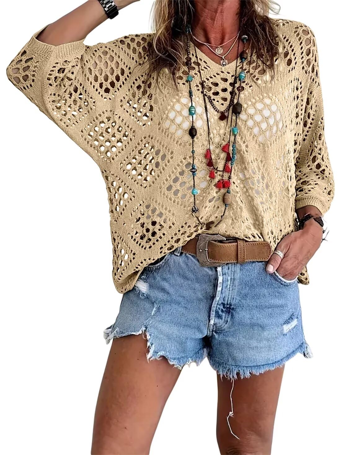Women's Bohemian V-Neck Crochet Top - product image 2