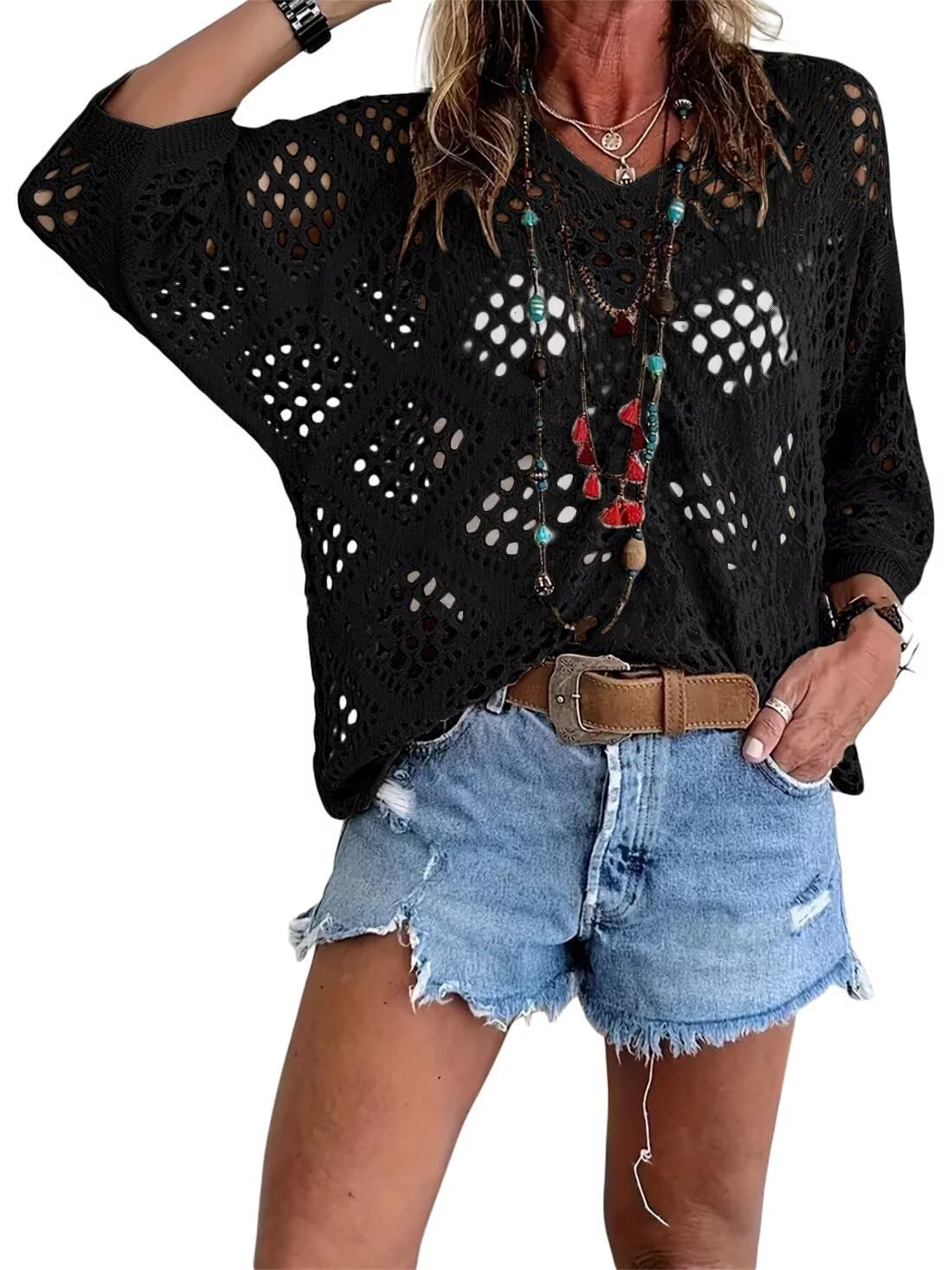 Women's Bohemian V-Neck Crochet Top - product image 7
